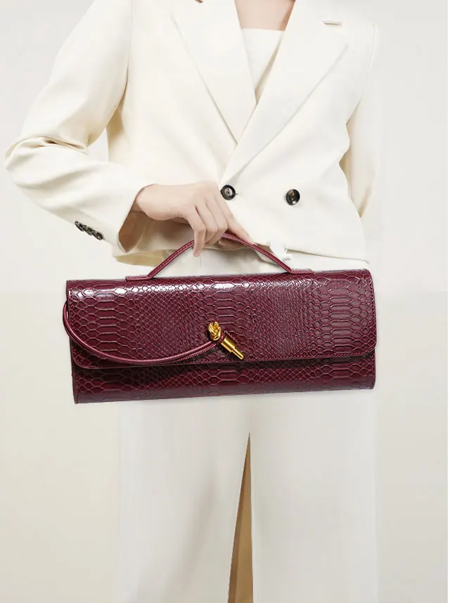 Sac à poignée supérieure Design de luxe pour femmes, sac à main de soirée Long, sacs à bandoulière motif Crocodile, tenues à la mode