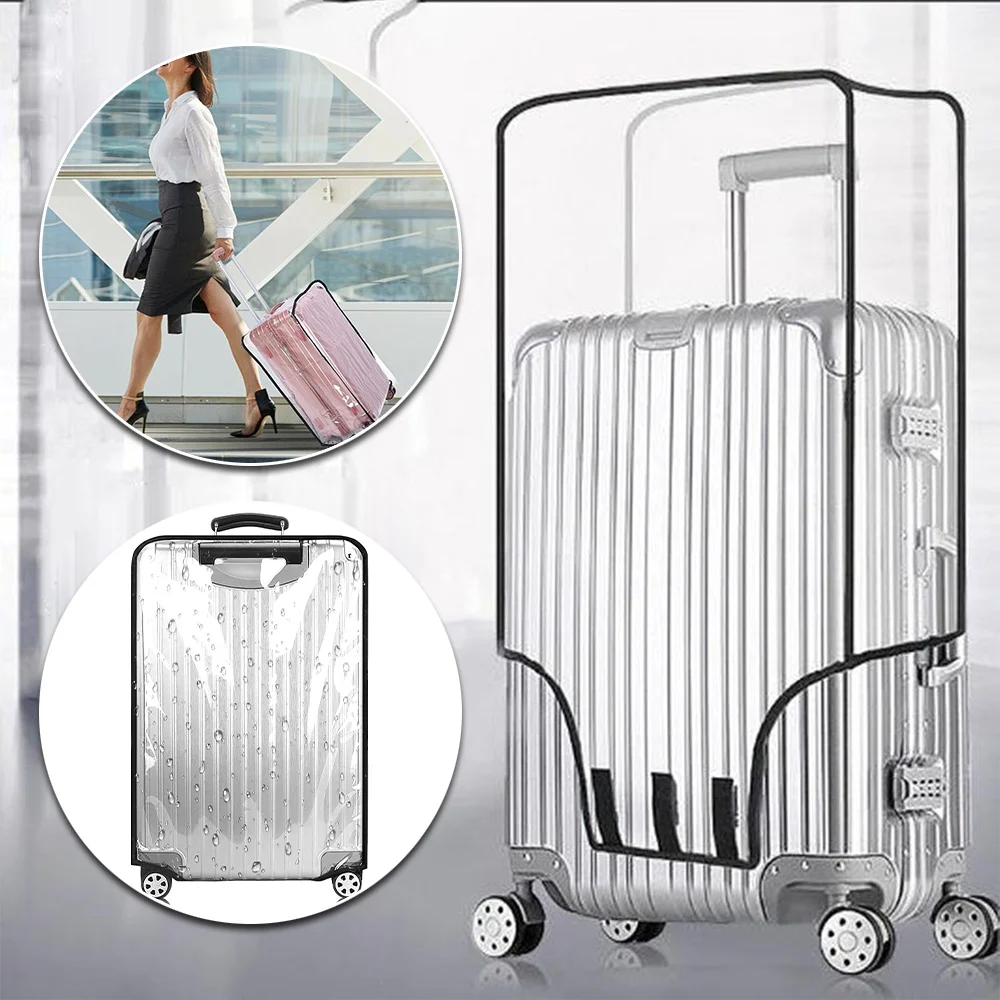 housse de protection pour bagages entièrement transparente, valise étanche en pvc pour boîtier de chariot de 18 à 30 pouces, housse anti-poussière et anti-pluie, accessoires de voyage