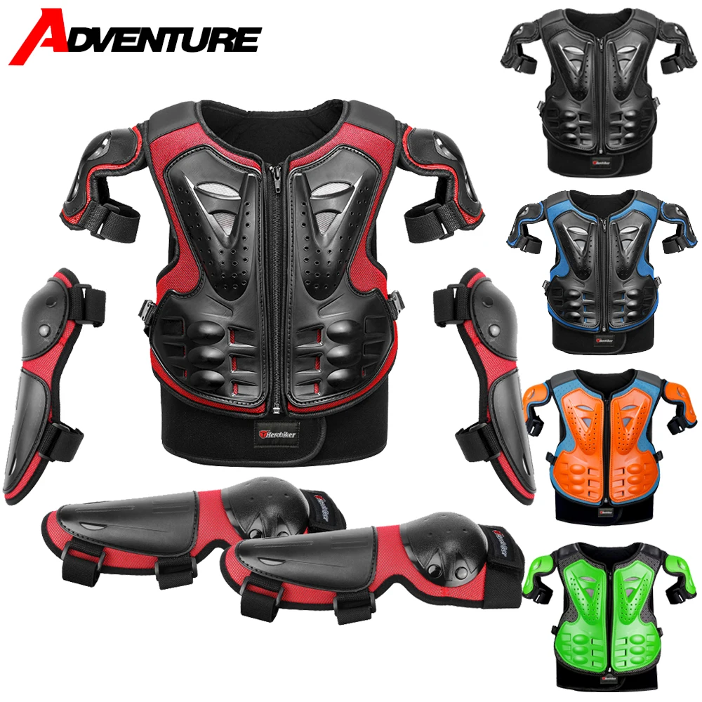 Armure de Moto pour enfants, gilet de Protection, veste d'armure corporelle de Motocross, armures de Protection, genouillères d'équitation, armure complète pour enfants