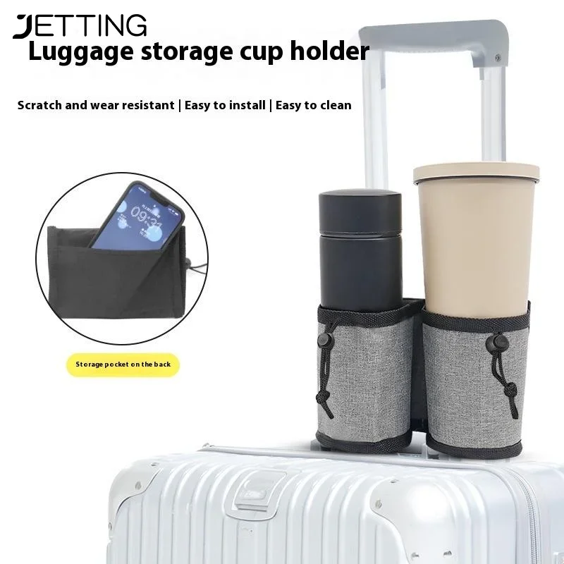 porte gobelet pour bagages de voyage, valise à main libre durable, sac à boissons, porte tasses de thé au lait et à café, convient à toutes les poignées de valise
