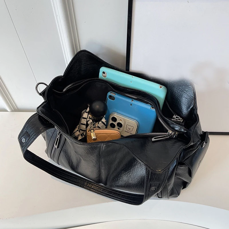 sac à main de luxe pour femmes, sac à bandoulière rétro européen et américain, texture de couleur unie, grande capacité, sac de voyage d'affaires et de transport
