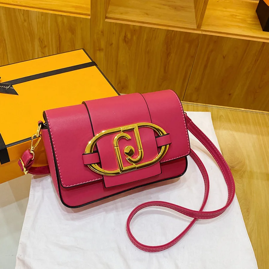sacs à main de styliste en cuir avec rabat en métal pour femme, sacoches carrées décontractées à la mode, 2024