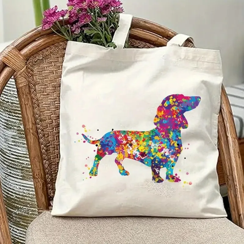 sac fourre tout chic en toile teckel – sac à main durable et élégant y2k de grande capacité pour le shopping, les voyages, les pique niques et les fêtes