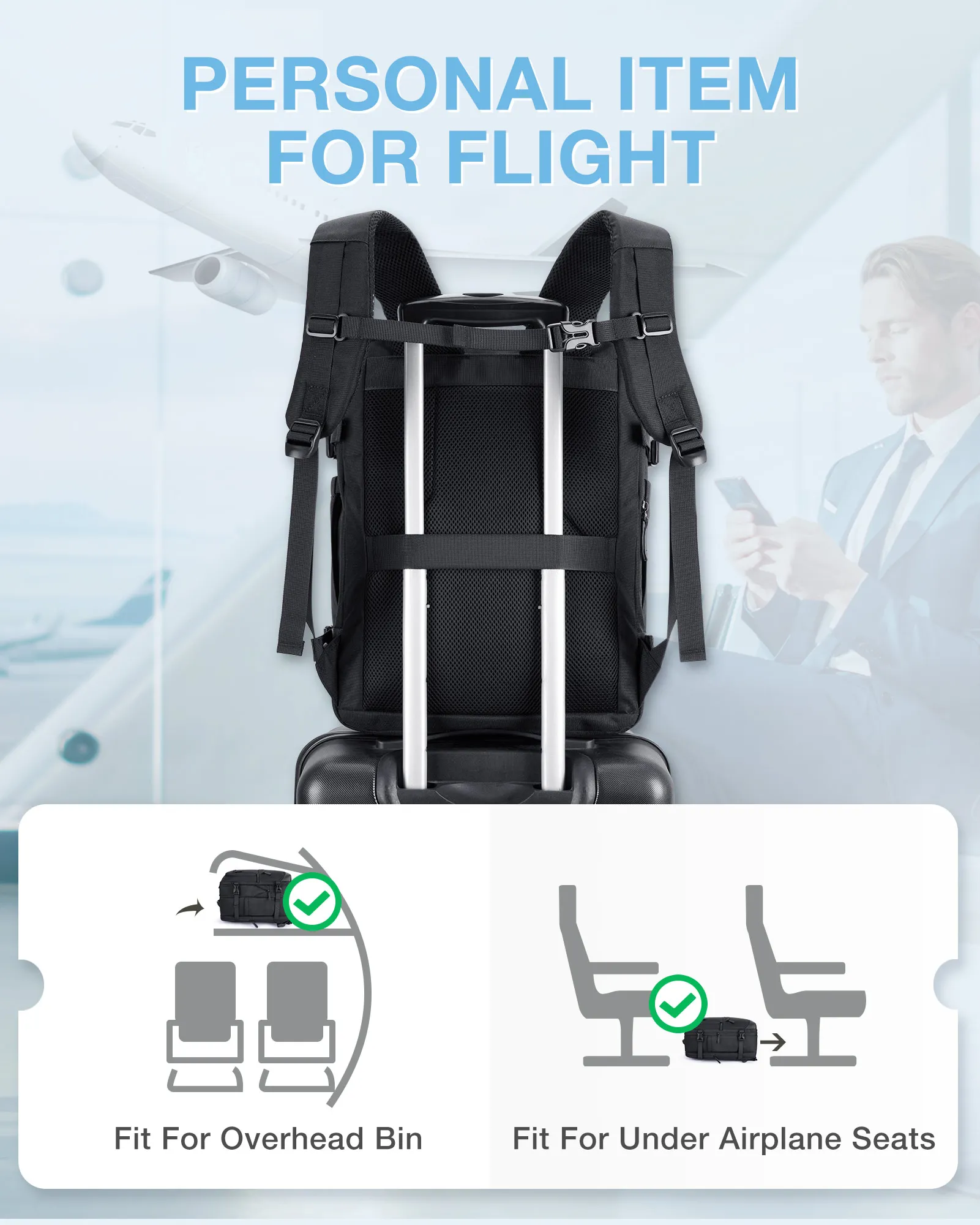 bagsmart valise sac à dos de voyage pour easyjet cabine sac 45x36x20 sacs à dos pour hommes remplaçable étanche 17 ''sac à dos pour ordinateur portable