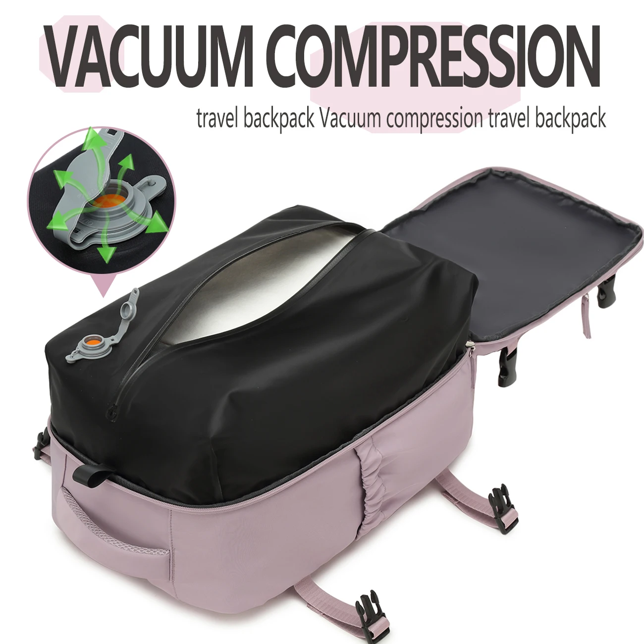 sac à dos à compression sous vide, sac de cabine approuvé ryanair, sac à dos unisexe pour ordinateur portable de 15,6 pouces, sac à dos de voyage sous vide pour randonnée en plein air
