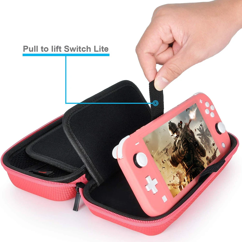 sac de rangement en nylon eva, valise de protection de voyage rigide, épais, résistant aux rayures, double compartiment, anti poussière pour switch lite