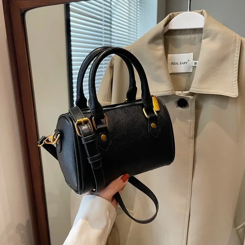 femmes vintage boston sac décontracté mode bandoulière femmes style britannique poignée supérieure simple femme sac à bandoulière pour fille