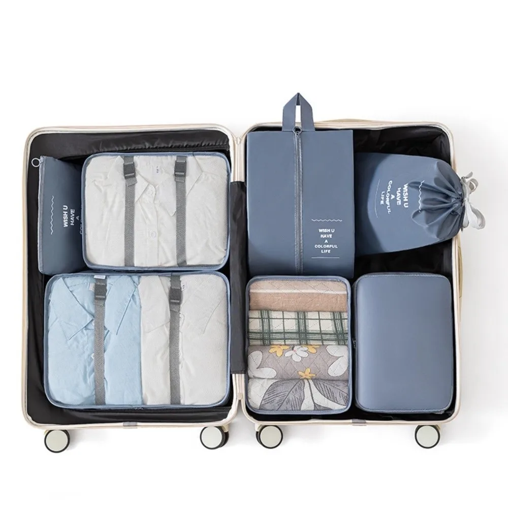 7 pièces/ensemble grande capacité organisateur de voyage sacs de rangement pliant valise étanche cubes d'emballage ensemble étuis portables