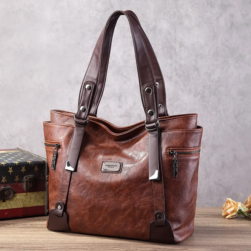 grands sacs à main en similicuir vintage pour femmes, sac fourre-tout pour dames, sac de luxe design, noir, marron, vin, rouge, bleu, vert, tendance, nouveau, 2024