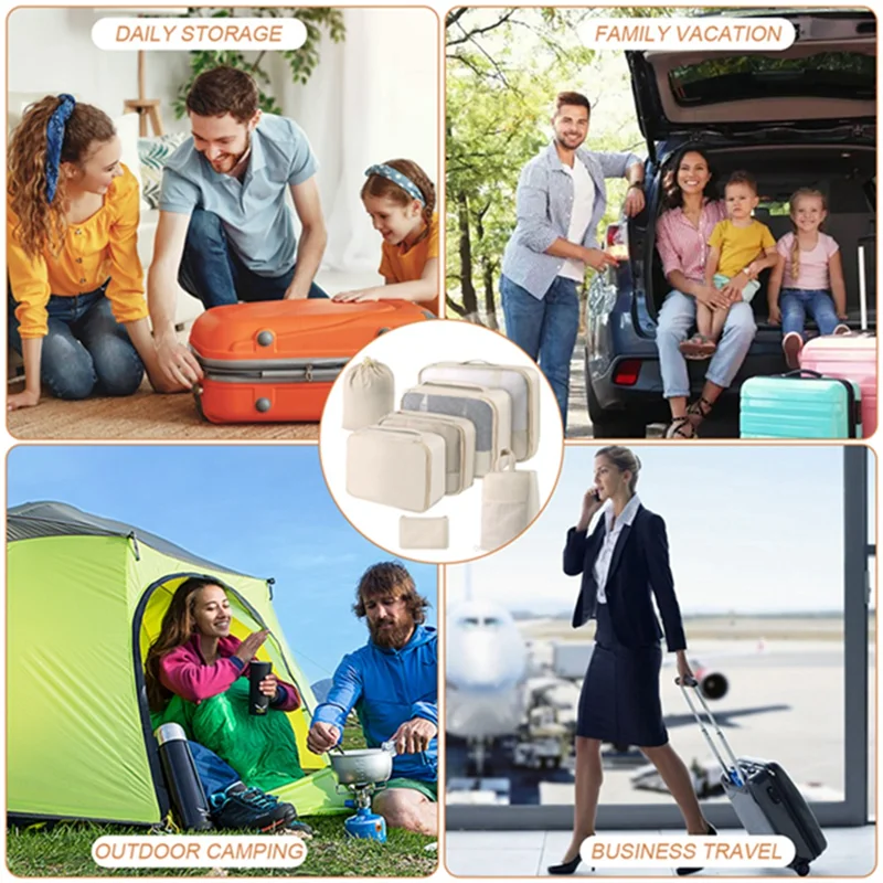 afourt cubes d'emballage pour voyage sacs de rangement de bagages pour la famille, cubes d'emballage de voyage respirants en maille pour valises