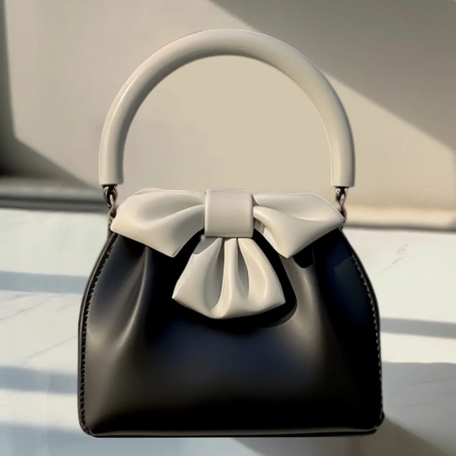 Sac à main plissé élégant pour femme, nouveau style 2025, doté d'un nœud coloré et un design texturé.