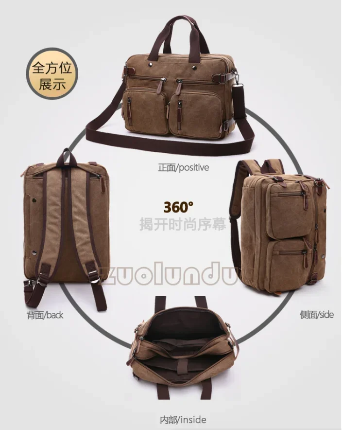 Sacs de voyage en toile pour hommes, étui à bombes, valise classique, messager initié, fourre-tout, grands sacs à main d'affaires décontractés, poche pour ordinateur portable