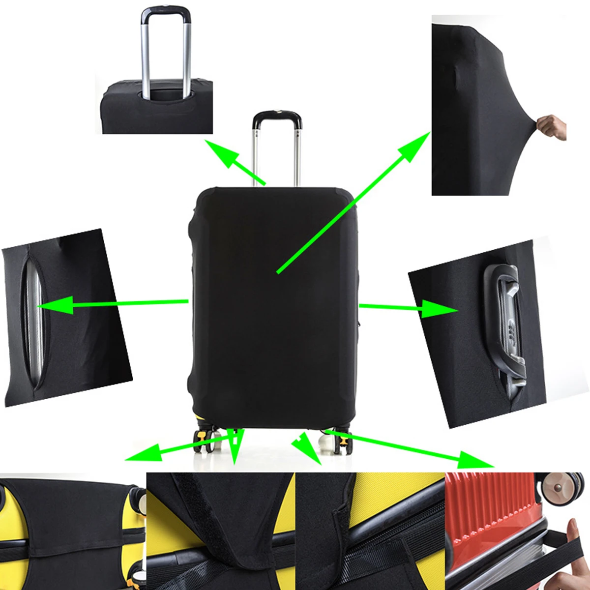 housse de protection pour valise de voyage à la mode, housse de protection pour bagages, couleur unie, adaptée aux valises de 18 à 32 pouces, a zmt