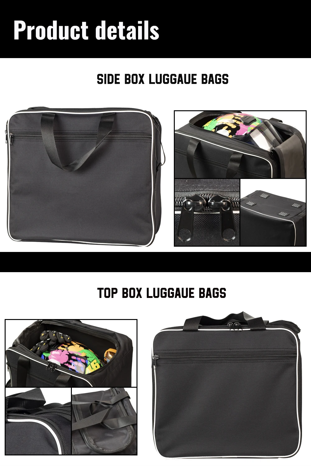 sacs intérieurs noirs pour bagages de moto, valises d'aventure bmw runder gs adv, sac hurbikes, r1250, r1250 gs