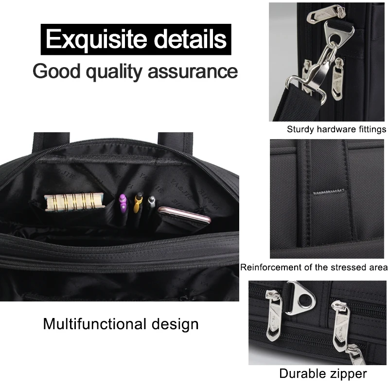 sac à main en toile de grande capacité pour homme, sacoche d'affaires pour ordinateur portable de 17, 15.6 et 14 pouces, fourre tout de travail