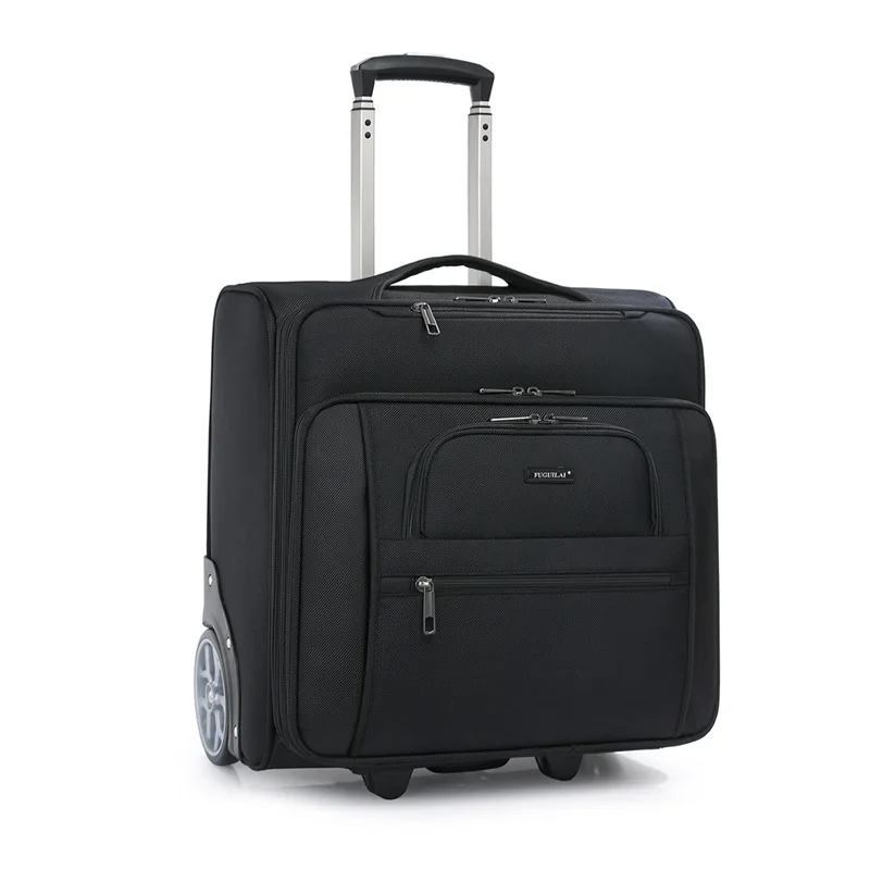 Valises de voyage de 19 pouces, bagages roulants, sac pour ordinateur portable d'embarquement d'affaires, boîtier de chariot en tissu Oxford avec grandes roues, bagage à main