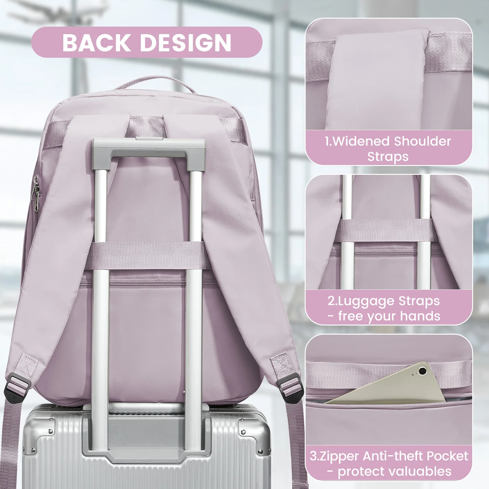 easyjet 45x36x20 sac à dos de voyage sous vide avec pompe sac à dos pour ordinateur portable cabine d'avion airbag de compression sous vide, bagage de cabine pour femmes