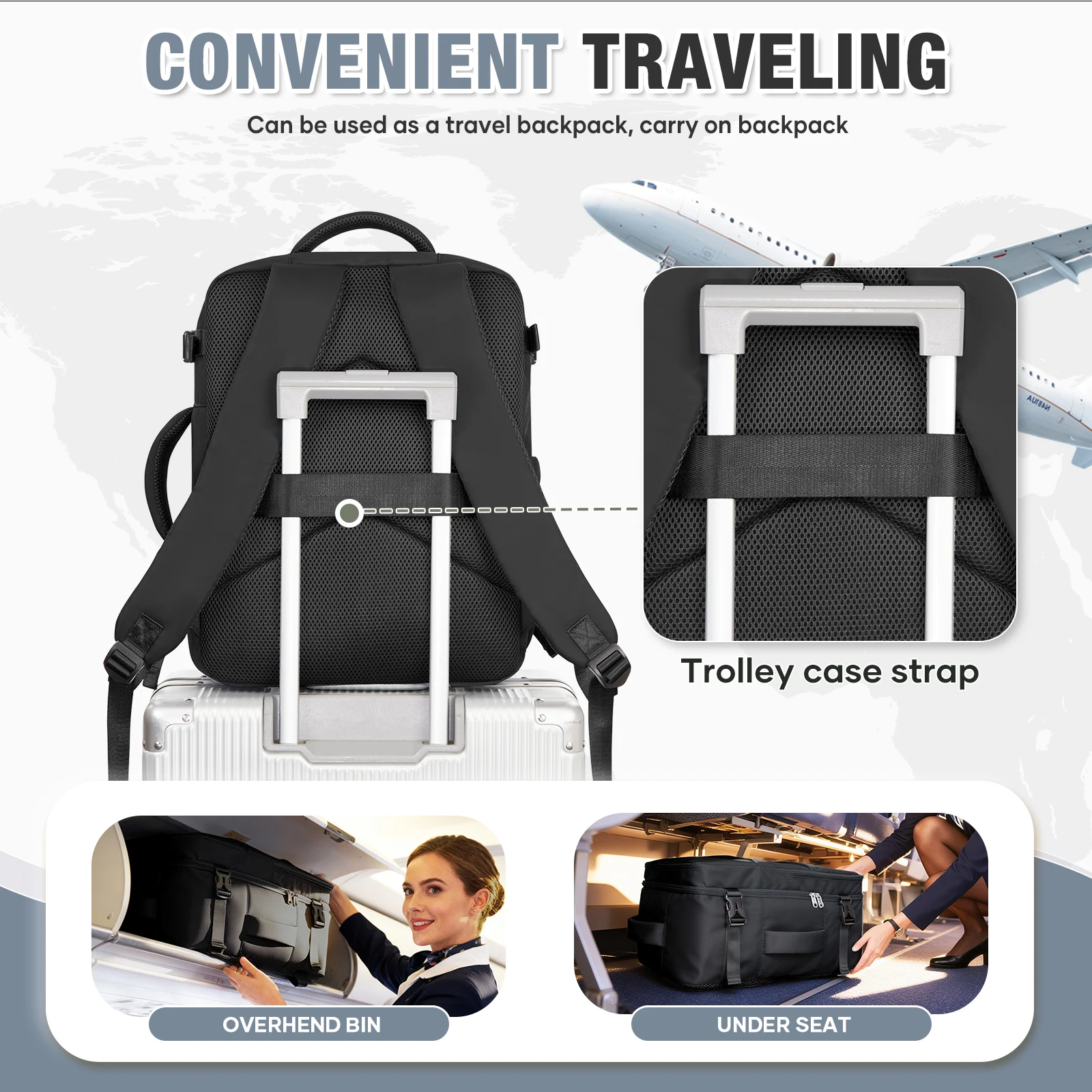 ryanair 40x30x20 sac de cabine à bagages, 40x30x20 sac hommes femmes 15.6 pouces pochette d'ordinateur sac à dos de voyage d'affaires, sac à dos d'école universitaire