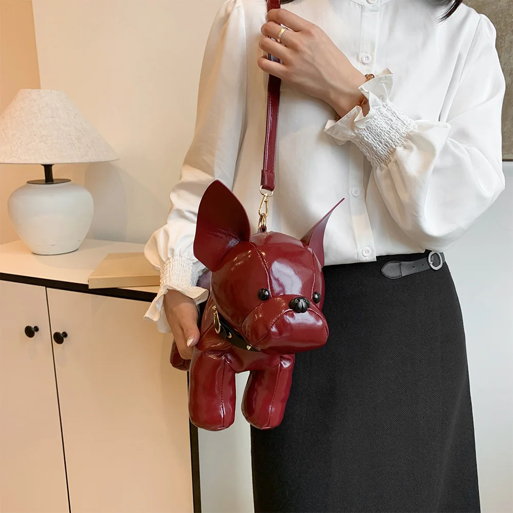 Sac à main en cuir PU avec sangle réglable, sac à bandoulière pour hommes et femmes, sacoche en forme de bouledogue, sac à main pour shopping et voyage