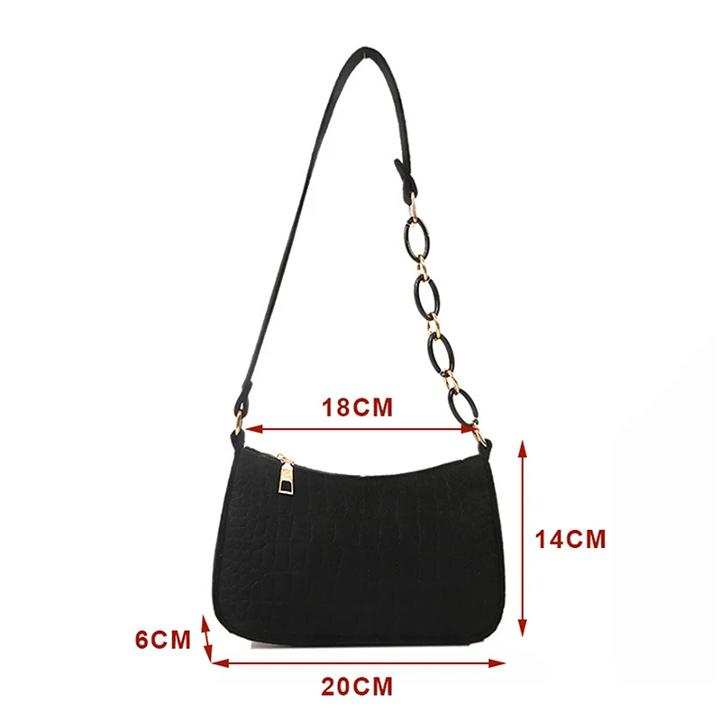 sac fourre tout de luxe en feutre pour femmes, fourre tout à aisselles, croissant de mode, petit sac à main carré pour femmes, cadeau de bureau et de banlieue