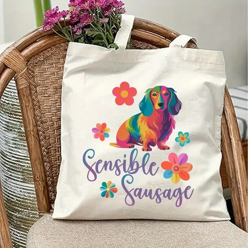 sac fourre tout chic en toile teckel – sac à main durable et élégant y2k de grande capacité pour le shopping, les voyages, les pique niques et les fêtes