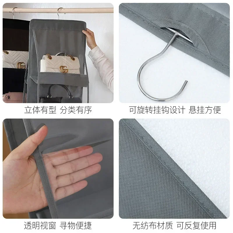 sac de rangement artefact porte sac à main chambre armoire placard sac à main organisateur anti poussière 6/8 poche suspendus sac à main organisateur