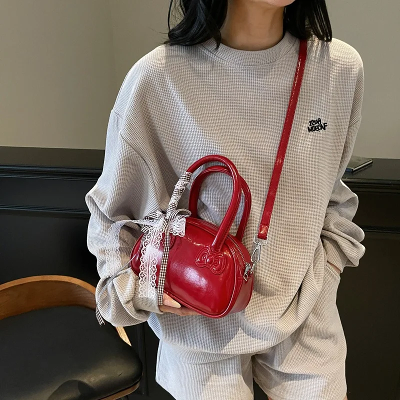 sac pour femmes version coréenne élégant portable sac d'oreiller femmes sens supérieur simple dentelle douce épaule bandoulière mignon sac à nœud