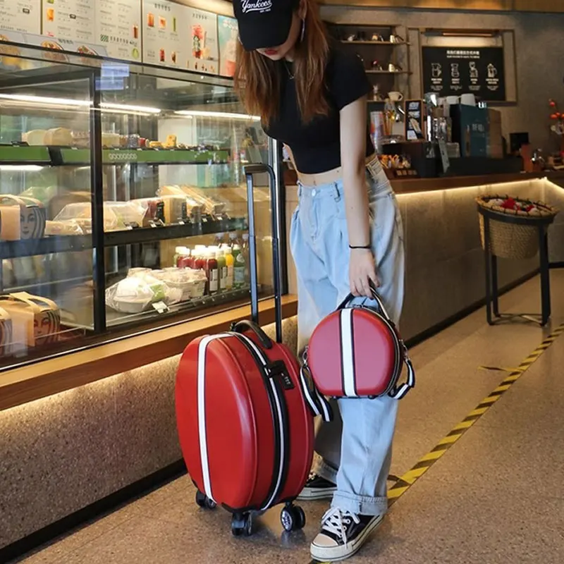 valise à bandoulière pour femmes, ensemble rond de 18 pouces, coffre d'embarquement, bagages silencieux, roue universelle légère, étui de voyage, 2025