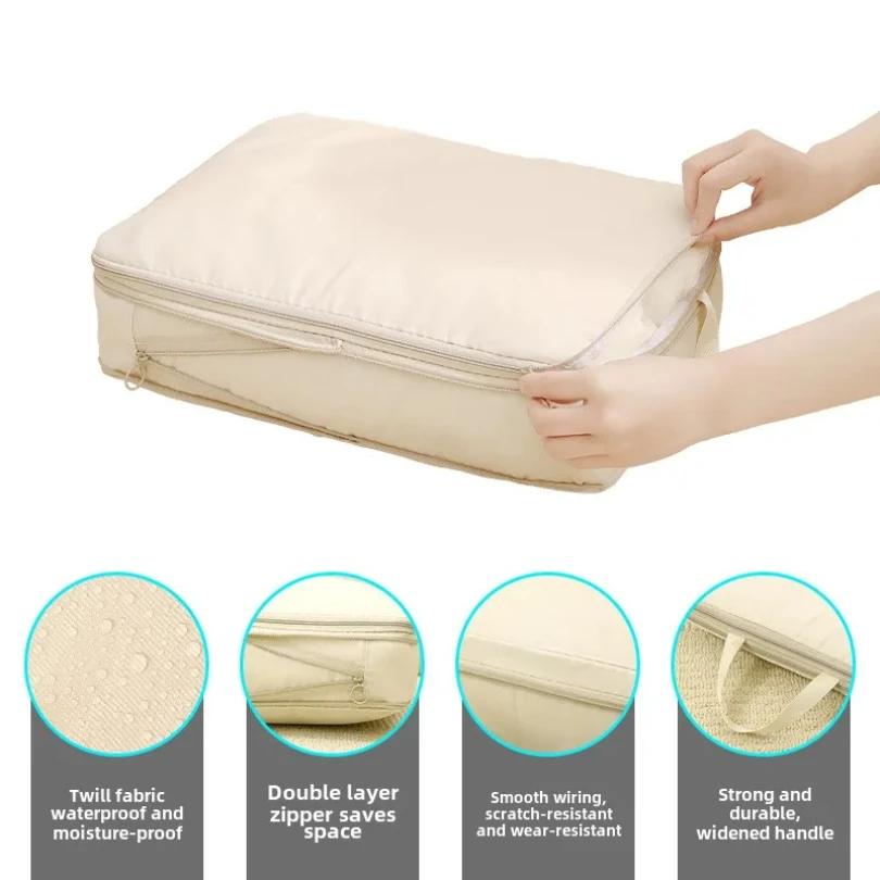 sac de cubes d'emballage à compression de voyage, valise portable, organisateurs de vêtements, étuis de rangement de bagages étanches, sacs à tiroirs 4 pièces/ensemble