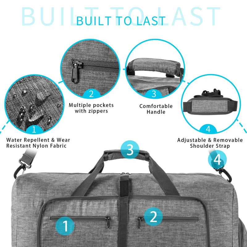 sacs de voyage étanches pour hommes et femmes, bagage à main, grande capacité, sac de voyage d'affaires, sac de week end, 65l, 85l, 115l