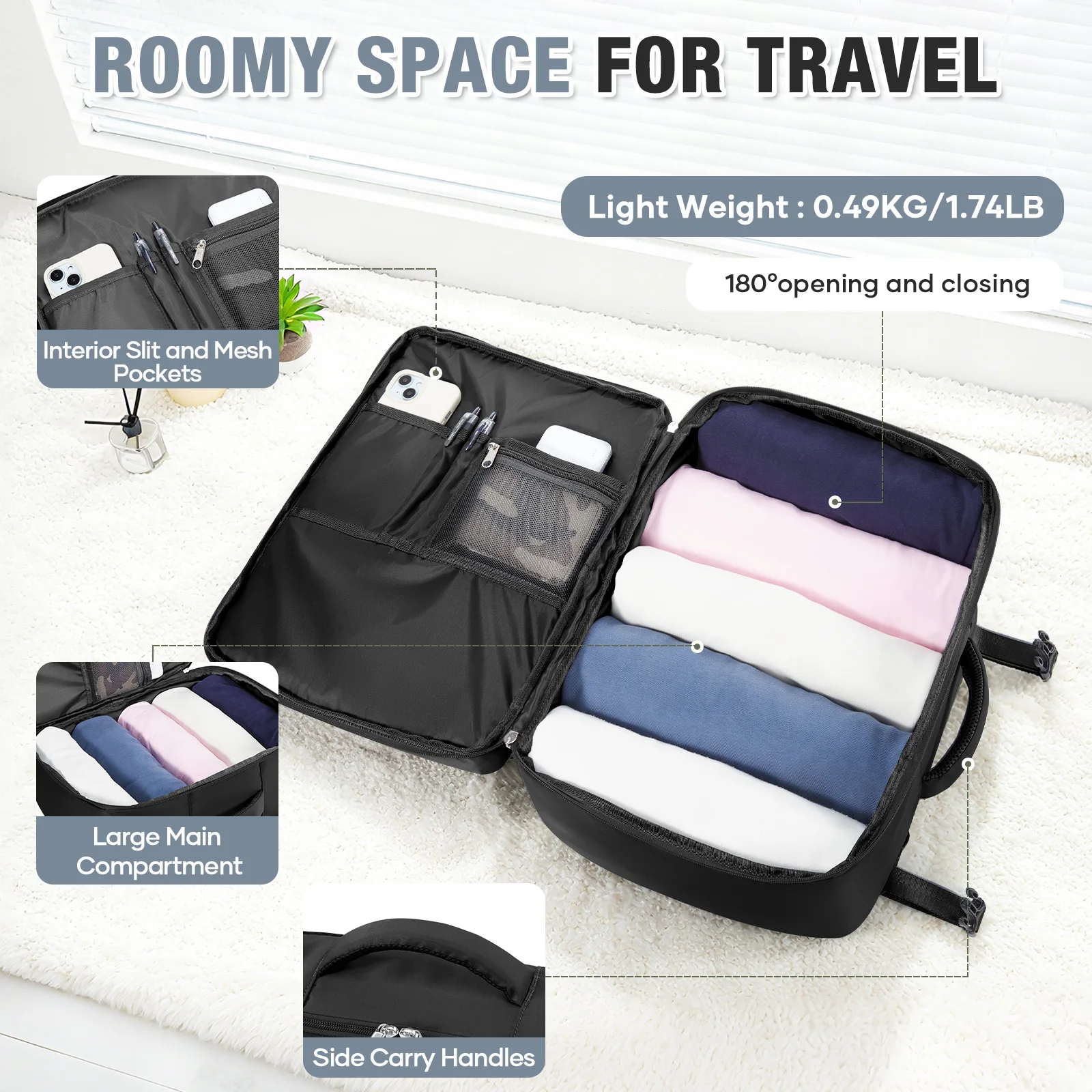 ryanair 40x30x20 sac de cabine à bagages, 40x30x20 sac hommes femmes 15.6 pouces pochette d'ordinateur sac à dos de voyage d'affaires, sac à dos d'école universitaire