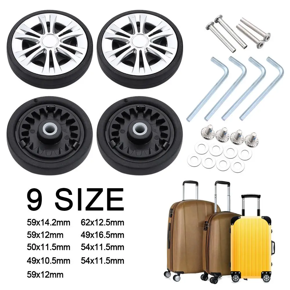 Roues de valise de remplacement résistantes à l'usure avec vis, roues de remplacement, roulettes silencieuses, essieux, Kit de réparation, accessoires de bagages