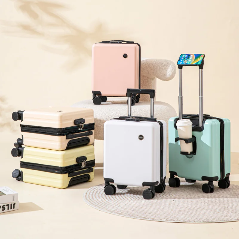 valises de voyage aériennes sur roulettes avec porte gobelet, valise à main pour boîte de voyage en vol, chariot à bagages, petite valise de voyage