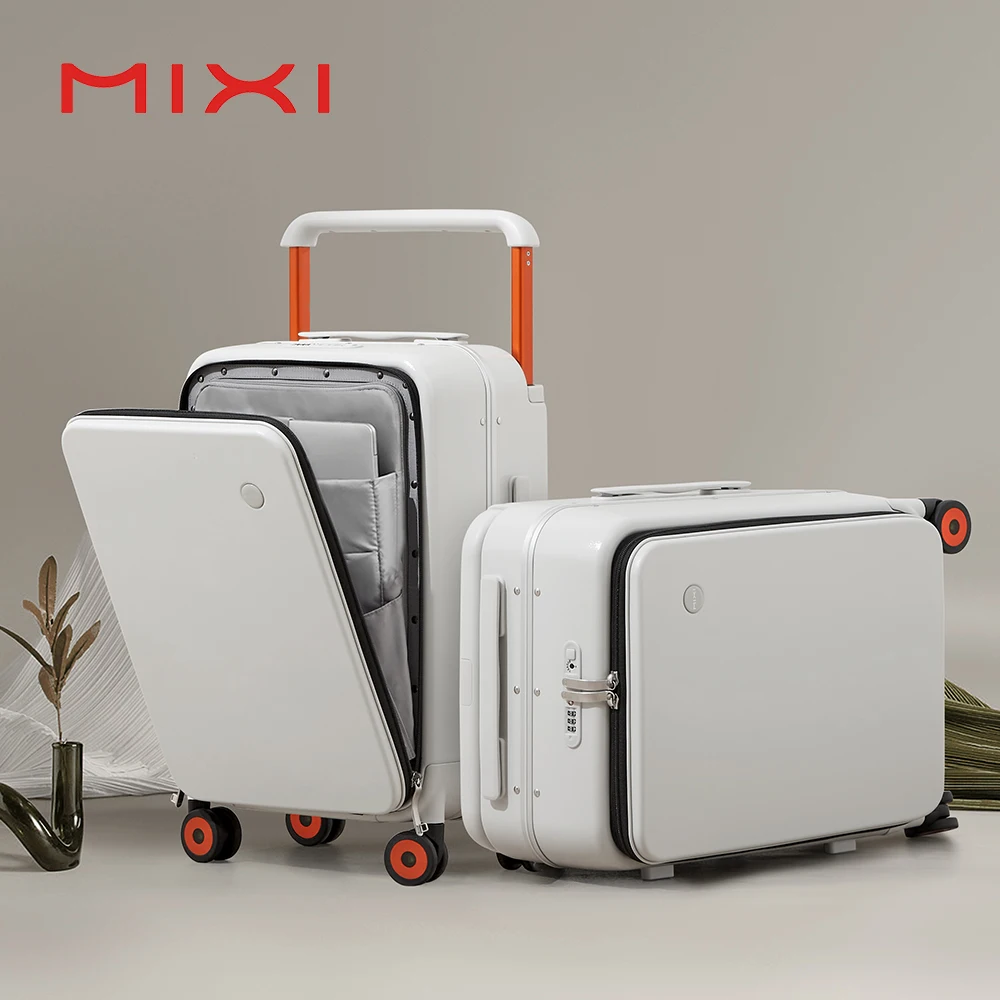 mixi nouveau design large poignée valise hommes bagage à main femmes voyage boîtier de chariot 20 pouces cabine pc cadre en aluminium m9275