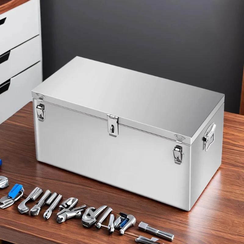 Boîte à outils en acier inoxydable, organisateur d'outils de grande capacité, valise, matériel multifonctionnel, boîte de rangement d'outils, boîtes étanches