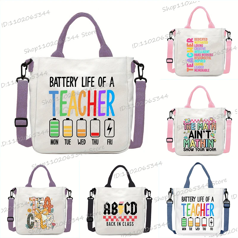 Nouveau sac à main d'école de créateur drôle retour à l'école imprimé sac à bandoulière pour filles garçons mode enseignant cadeaux toile sacs à bandoulière