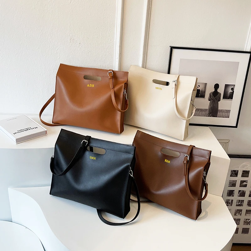 sac à main en cuir de grande capacité pour ordinateur portable, sacoche design de luxe à la mode, nom personnalisé, bureau d'affaires, 03, Étui à bombes croisées, pour femme