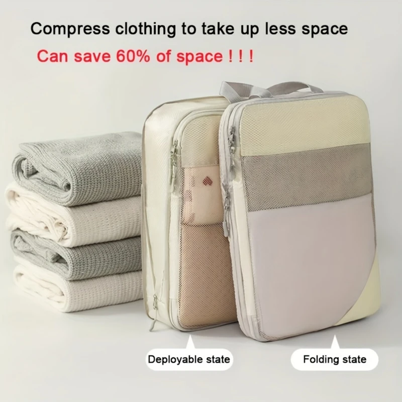 cubes d'emballage à compression pour valises, accessoires de voyage, organisateurs d'emballage extensibles, cubes d'organisation de voyage légers, 5 pièces