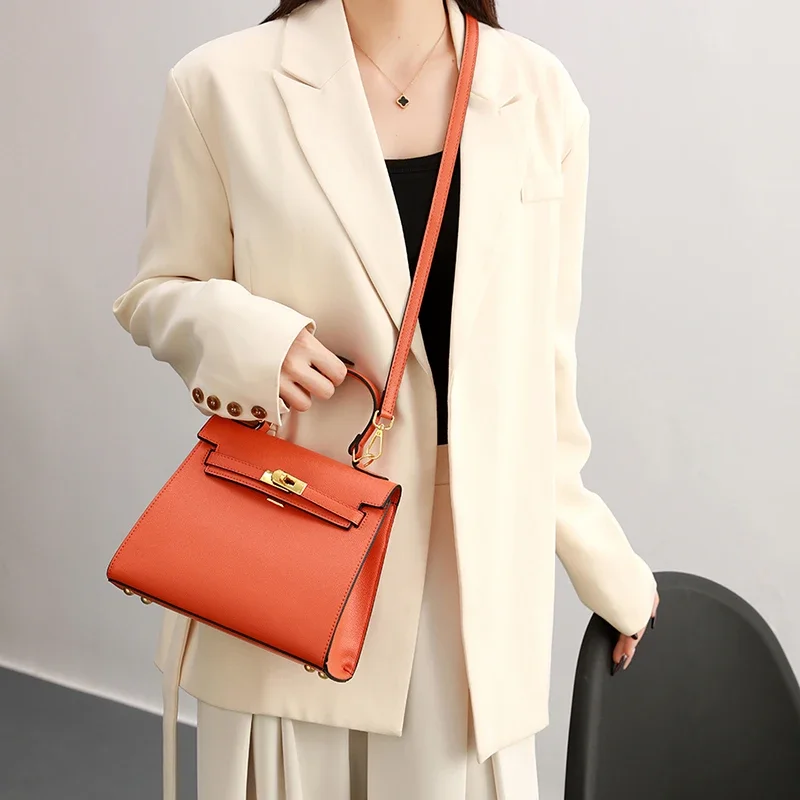 Sac à main en cuir pour femmes, sac à bandoulière classique de luxe, fourre-tout élégant de styliste pour un usage quotidien Chic