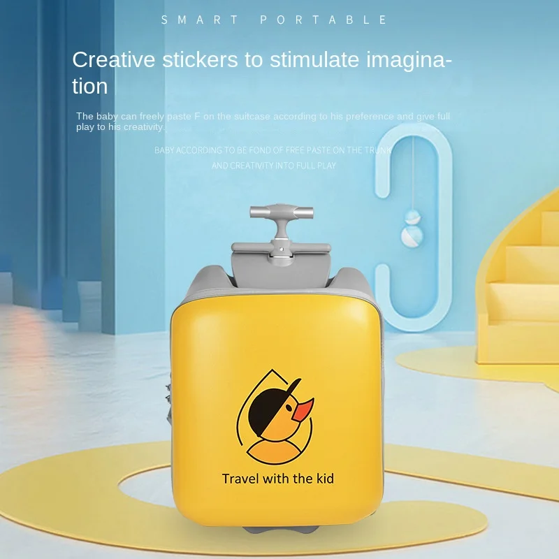 les bagages pour enfants peuvent s'asseoir et monter valise bébé garçons filles marche bébé boîte jaune paresseux homme chariot boîte valise pour enfants sur roue