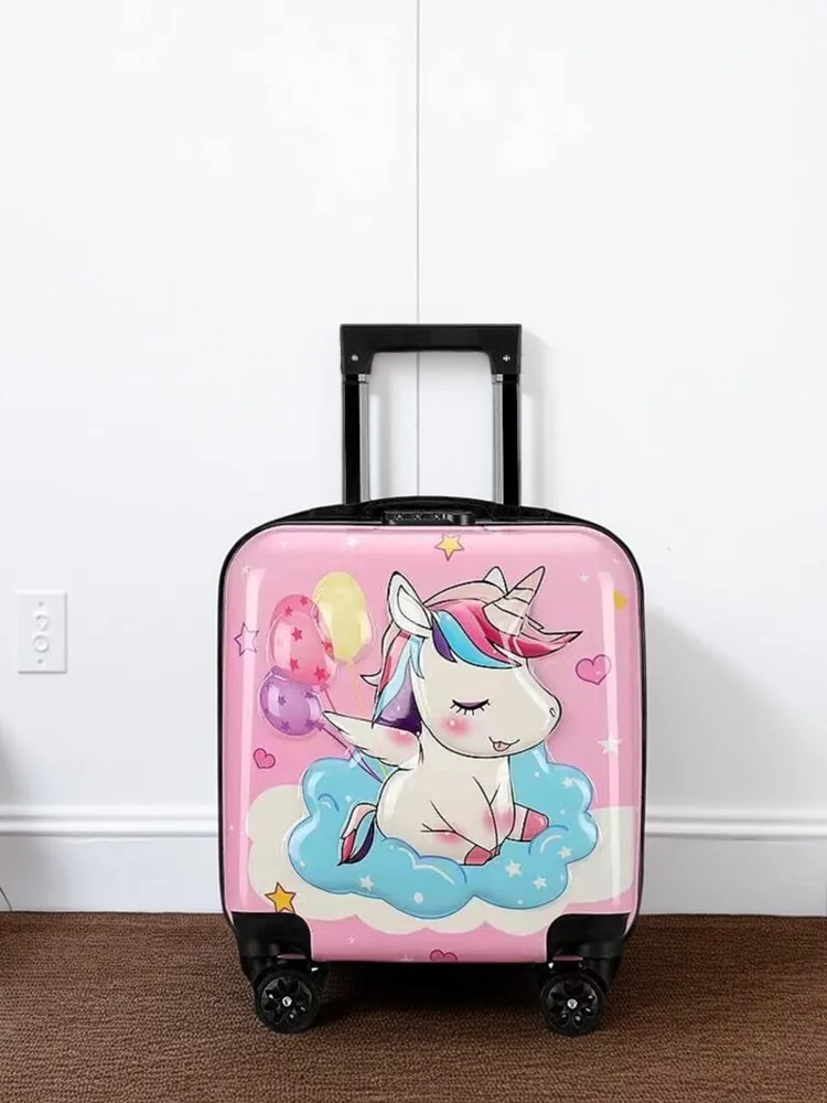 bagage pour enfants 18 pouces coffre à main pour enfants avec motifs de dessins animés double face, valise de voyage animal mignon pour garçons filles