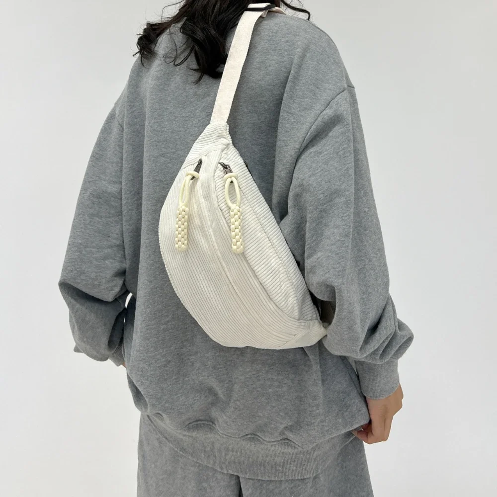 femmes taille pack grande capacité velours côtelé fanny pack style de rue sac de poitrine mode épaule sacs à bandoulière décontracté taille ceinture sac