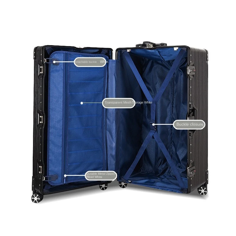 valise surdimensionnée de 28/50/70/80 pouces, valise à cadre en aluminium sur roulettes, bagages en cuir de grande capacité avec serrure à combinaison