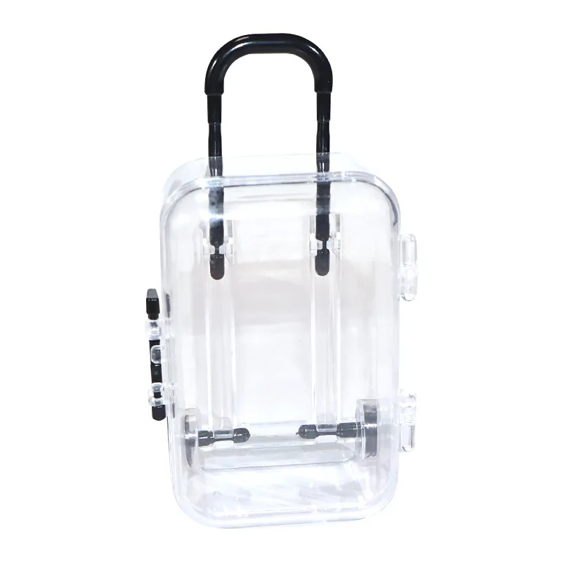 mini valise avec poignée, boîte de rangement transparente pour petits accessoires, articles décoratifs diy, ornements de table, boîte de rangement