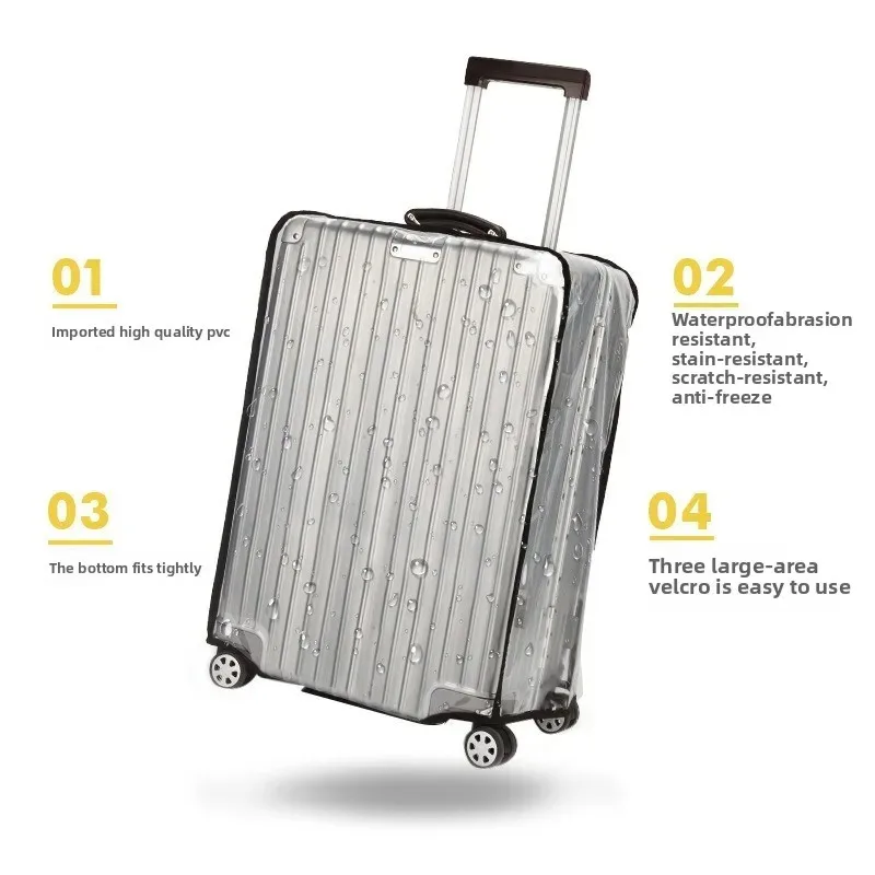 housse de valise pour bagages de 18 à 30 pouces, manchon de protection épais en pvc transparent approuvé par tsa, housse étanche pour bagages à roulettes