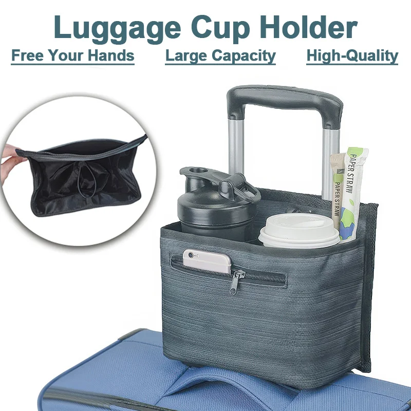 Porte-gobelet de voyage pour bagages, sac de rangement pour valise à main libre, sac de voyage Durable pour boissons, sac à roulettes adapté à toutes les poignées de valise