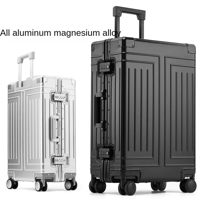valise voyage en aluminium étanche de 20/24/26/100% pouces, valise chariot à bagages avec mot de passe en métal de haut niveau, cabine de voyage, sacs de voyage, 28/30
