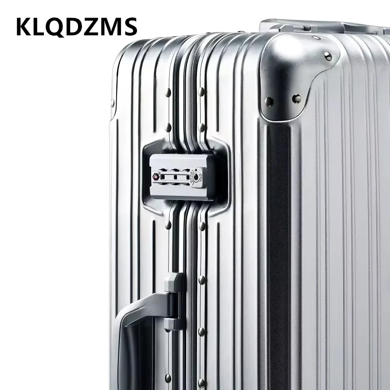 klqdzms valise de cabine boîte d'embarquement en alliage d'aluminium et de magnésium 20 "24" 26 "29 pouces boîtier de chariot de grande capacité bagage d'affaires