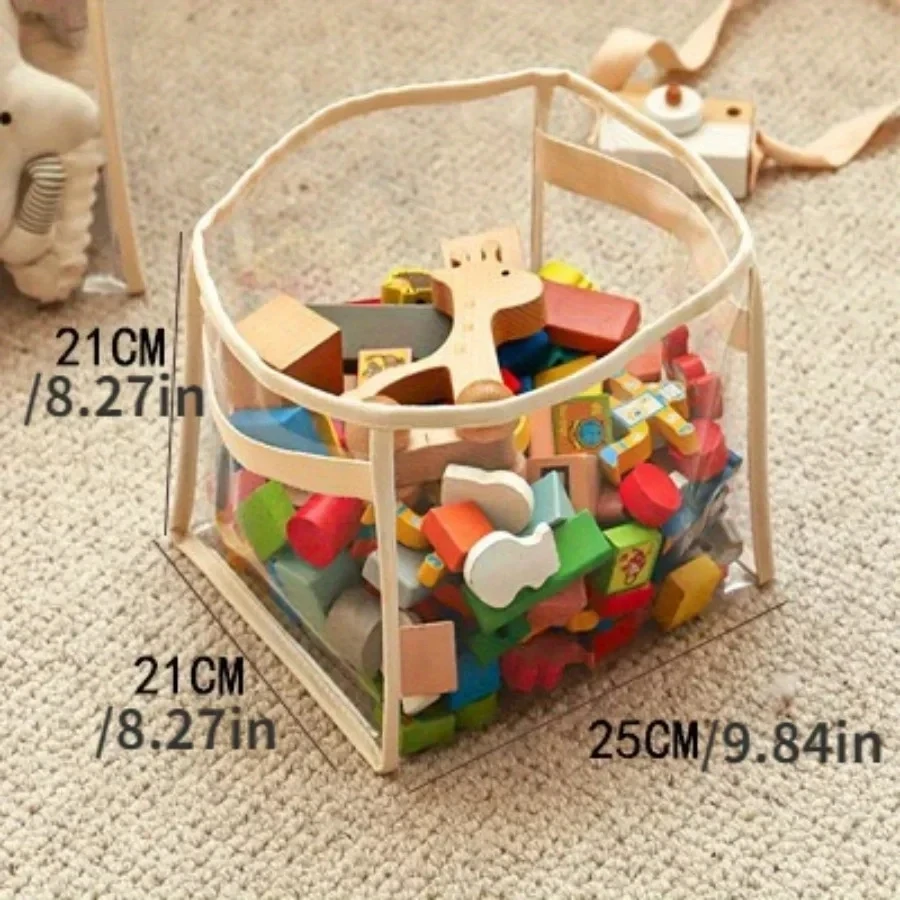 panier de rangement transparent pour jouets d'enfants, sac de rangement pour jouets de grande taille, panier de rangement multifonctionnel domestique de grande capacité