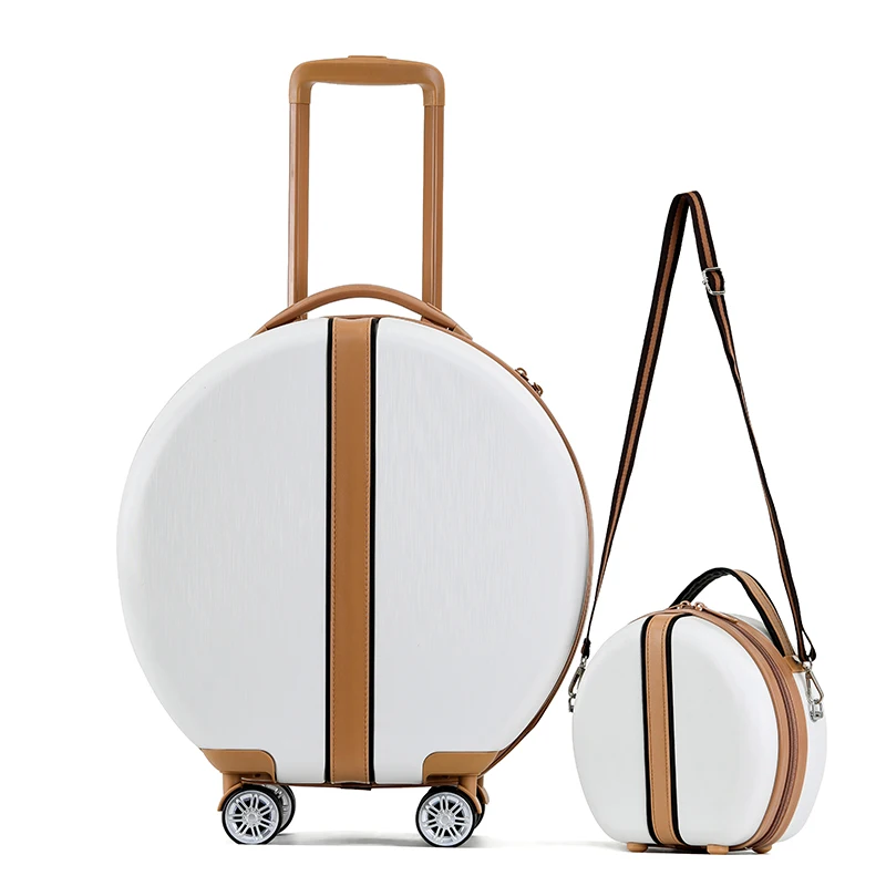 valise à bandoulière pour femmes, ensemble rond de 18 pouces, coffre d'embarquement, bagages silencieux, roue universelle légère, étui de voyage, 2025